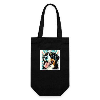Bernese Dog Risography Vector Style - Gift Bag for Bottles - black - Front