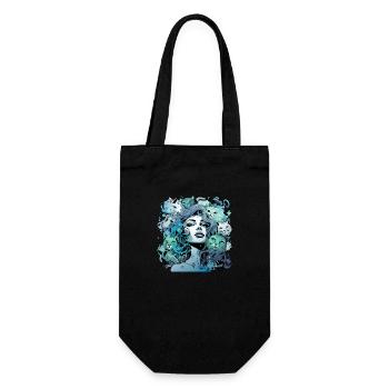Beautiful female paint art Face colorful woman - Gift Bag for Bottles - black - Front