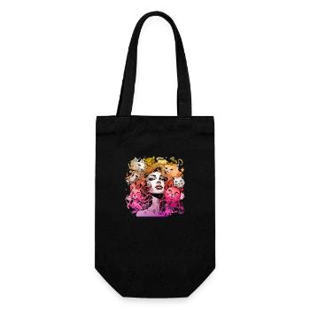 Beautiful female paint art Face colorful woman - Gift Bag for Bottles - black - Front