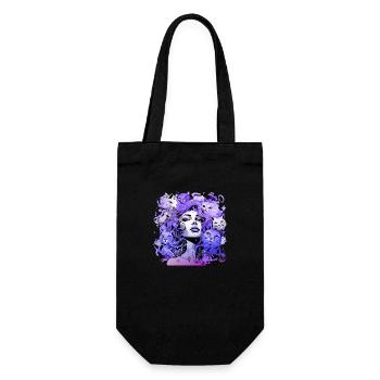 Beautiful female paint art Face colorful woman - Gift Bag for Bottles - black - Front