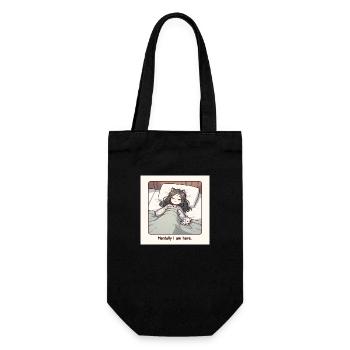 Schlafendes Mädchen - mentally I am here - Geschenkbeutel für Flaschen - Schwarz - Vorne