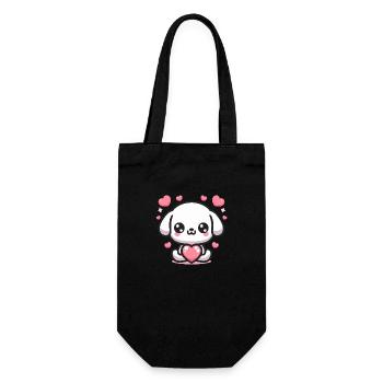 Cute Puppy Dog Heart - Gift Bag for Bottles - black - Front