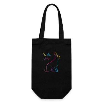 frohe ostern osterhase bunt - Geschenkbeutel für Flaschen - Schwarz - Vorne