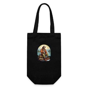 Fisherman Angler - Gift Bag for Bottles - black - Front