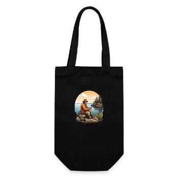Fisherman Angler - Gift Bag for Bottles - black - Front