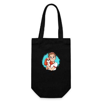 Cavalier King Charles Spaniel Cuddling with Human - Gift Bag for Bottles - black - Front