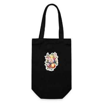 Blumen und Obst - Geschenkbeutel für Flaschen - Schwarz - Vorne