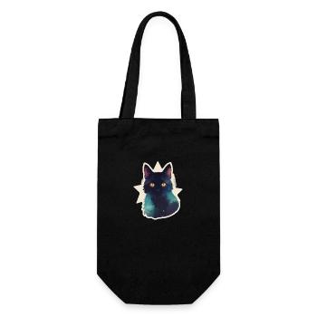 Katze in den Sternen - Geschenkbeutel für Flaschen - Schwarz - Vorne