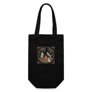 Katzen Tanz Halloween Witch Halloween Wicca - Geschenkbeutel für Flaschen - Schwarz - Vorne