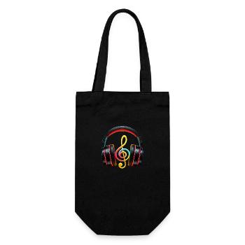 Sleek Headphone with Music Note - Gift Bag for Bottles - black - Front