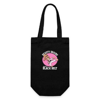 Beauté, cerveau et un dessin animé ceinture noire - Sac à bouteille - noir - Devant