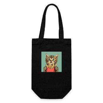 Katze - Geschenkbeutel für Flaschen - Schwarz - Vorne