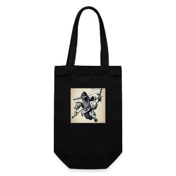 Ein Ninja mit schwarz-weißem Bleistift - Geschenkbeutel für Flaschen - Schwarz - Vorne