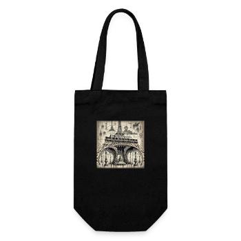 Eiffelturm Cyberpunk Steampunk Cyborg Stil - Geschenkbeutel für Flaschen - Schwarz - Vorne