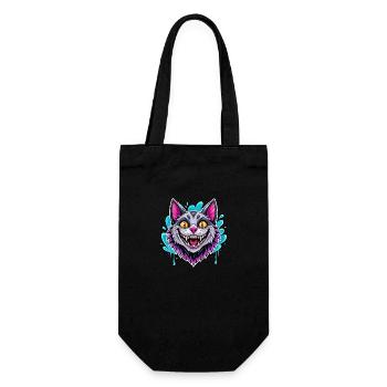 chat souriant - Sac à bouteille - noir - Devant
