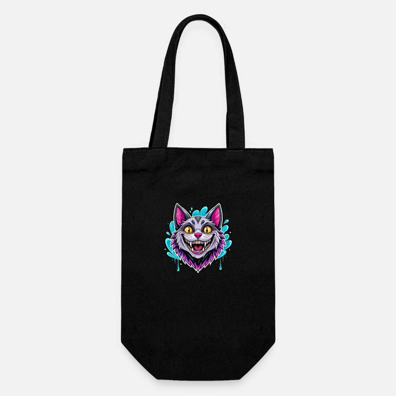 chat souriant - Sac à bouteille - noir
