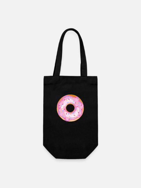 Donut Zeichnung Dessert Donuts Kuchen Gebäck 1L - Geschenkbeutel für Flaschen - Schwarz