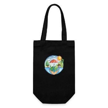 Klimaschutz - Geschenkbeutel für Flaschen - Schwarz - Vorne