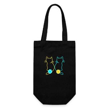 Katze Frühling Blume Katzen Retro Vintage 80er - Geschenkbeutel für Flaschen - Schwarz - Vorne