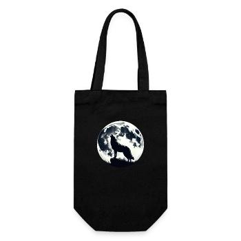 Loup hurlant au clair de lune - Sac à bouteille - noir - Devant