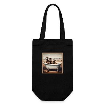Erdmännchen in der Badewanne - Geschenkbeutel für Flaschen - Schwarz - Vorne