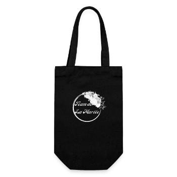Team der weißen Blumenbraut - Junggesellinnenabschied Geschenkidee - Geschenkbeutel für Flaschen - Schwarz - Vorne