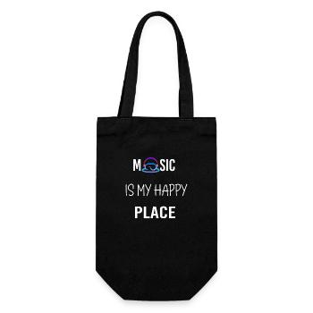 Musik ist mein glücklicher Ort - Geschenkbeutel für Flaschen - Schwarz - Vorne