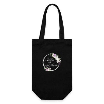 Team der lila Blumenbraut - Junggesellinnenabschied Geschenkidee - Geschenkbeutel für Flaschen - Schwarz - Vorne