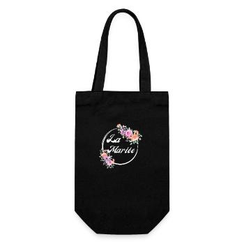 La mariée floral rose -idée cadeau la mariée - Sac à bouteille - noir - Devant