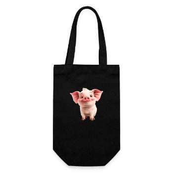 Kleines süßes Ferkel - Geschenkbeutel für Flaschen - Schwarz - Vorne