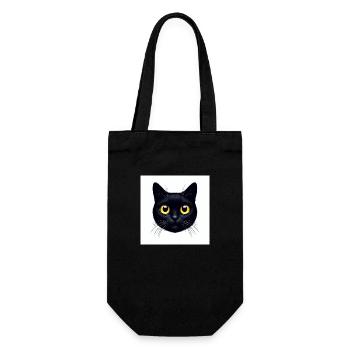 Chat noir mignon avec de grands yeux jaunes - Sac à bouteille - noir - Devant