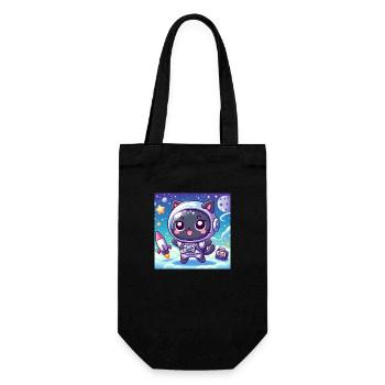 Space Kitty dans l’espace avec fusée et sac - Sac à bouteille - noir - Devant