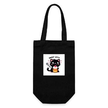 Sweet Kitty noir avec Cupcake et lettrage - Sac à bouteille - noir - Devant