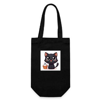 Sweet Kitty Black with Cupcake and Big Eyes - Gift Bag for Bottles - black - Front
