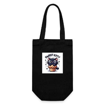 Sweet Kitty noir avec muffin et police - Sac à bouteille - noir - Devant