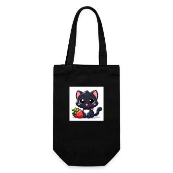 Sweet Kitty Black with Strawberry and Collar - Gift Bag for Bottles - black - Front
