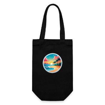 Strandurlaub Sonne Meer - Geschenkbeutel für Flaschen - Schwarz - Vorne