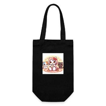 Reading Cat - Gift Bag for Bottles - black - Front