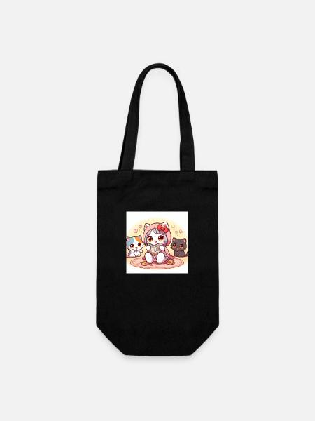 chat qui lit - Sac à bouteille - noir