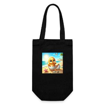 Sweet chick hatches from an egg on the beach - Gift Bag for Bottles - black - Front