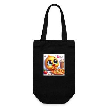 Cute fluffy chick with big pizza & shake - Gift Bag for Bottles - black - Front