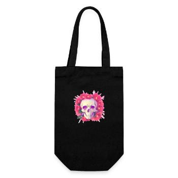 Skull lays in Flowers - Geschenkbeutel für Flaschen - Schwarz - Vorne