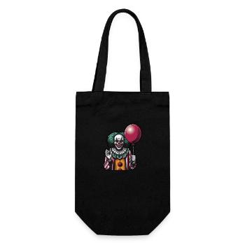 Gruseliger Cartoon-Clown mit roten Haaren und gruseligem Lächeln - Geschenkbeutel für Flaschen - Schwarz - Vorne