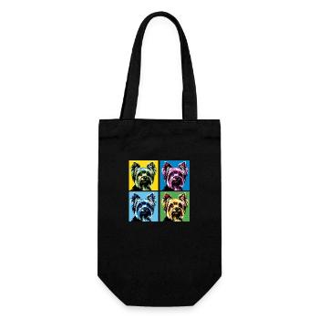Pop Yorkshire Terrier Dog Portrait - Pet Portrait - Gift Bag for Bottles - black - Front