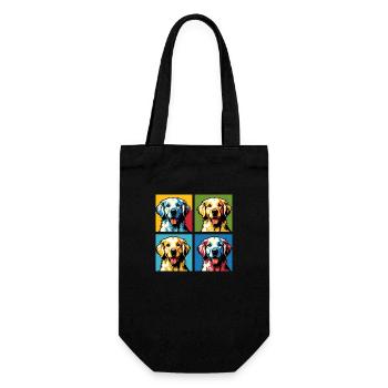 Pop Golden Retriever Dog Portrait - Pet Portrait - Gift Bag for Bottles - black - Front
