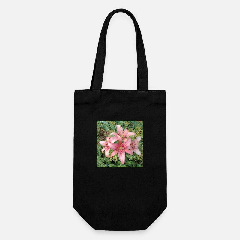 LIGHT ROSE LILIES - Gift Bag for Bottles - black