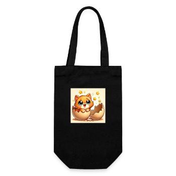 Sweet Kitty mit grossen Augen schlüpft aus Ei - Geschenkbeutel für Flaschen - Schwarz - Vorne