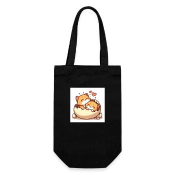 Süsse Kätzchen die in einem Ei kuscheln - Geschenkbeutel für Flaschen - Schwarz - Vorne