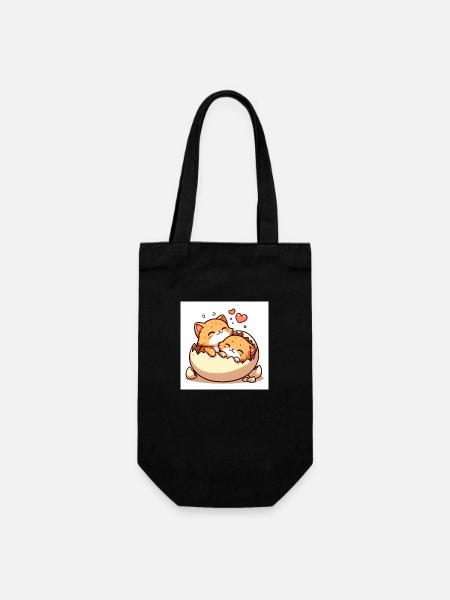 Cute kittens cuddling in an egg - Gift Bag for Bottles - black
