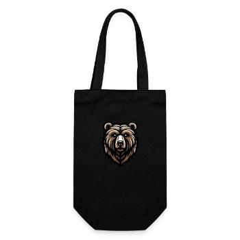 Brown Grizzly Bear Head Design - Gift Bag for Bottles - black - Front